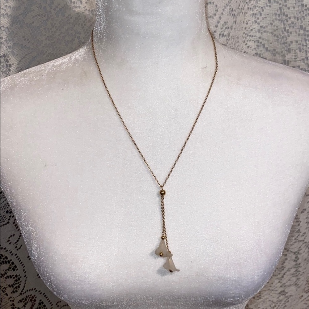 5/20 VTG Avon Calla Lillies Y Drop Necklace